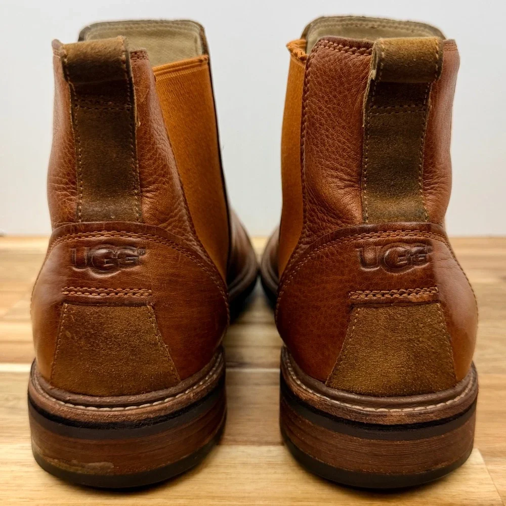 UGG Men's Brown Leather Chelsea Boots Chukka Ankle Boots Size 10